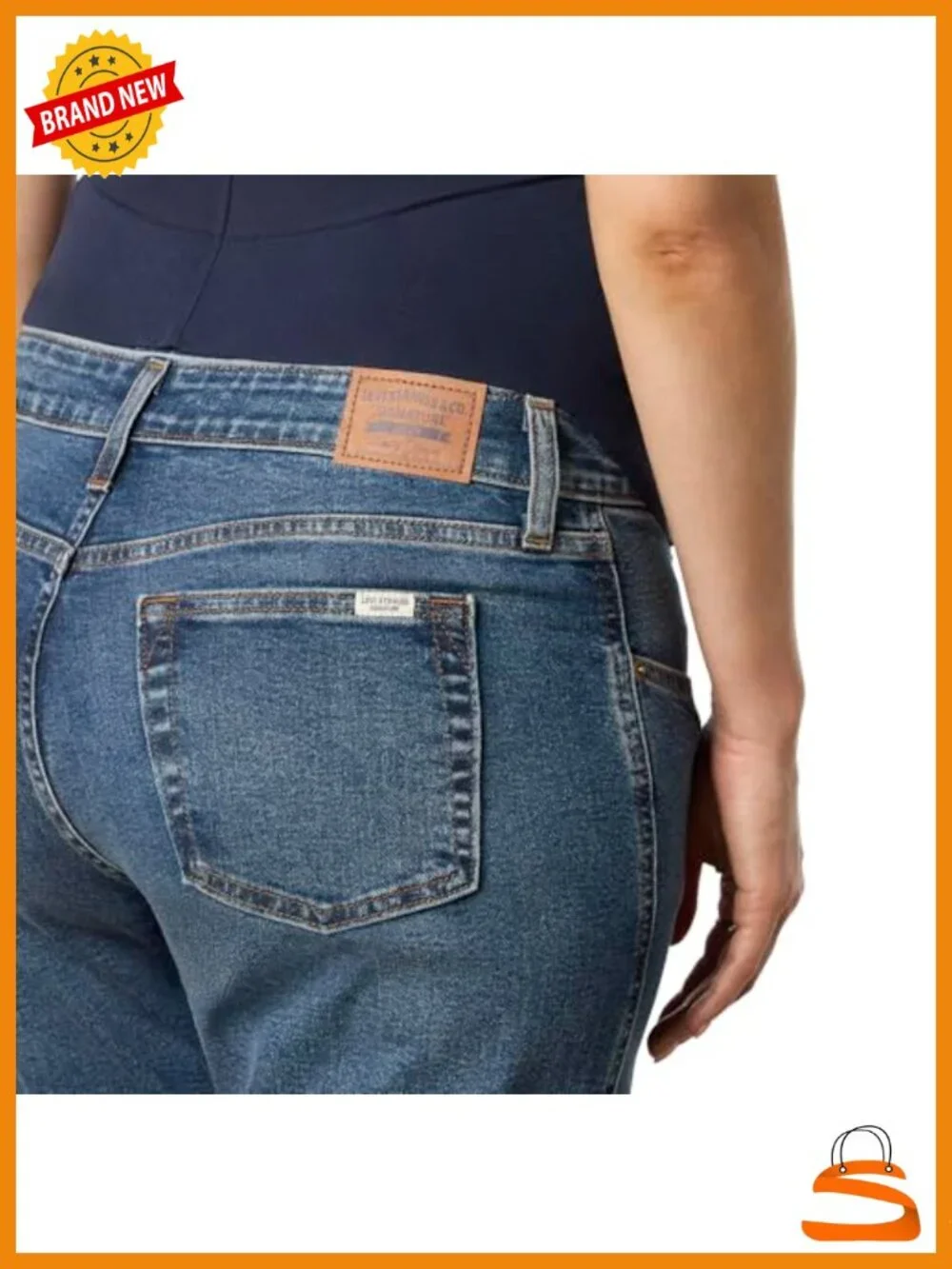 Maternity Straight Leg Jeans with SoftStay Belly Band, Cotton Blend, Pull On